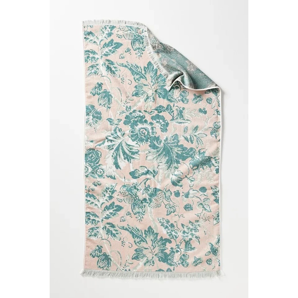 Anthropologie Eugenie Cotton Woven Floral Hand Towel Rose Tyrie Blush NWT 30x16‎